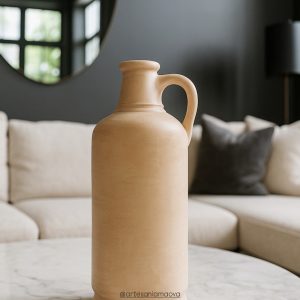 Jarrón botella asa - Beige